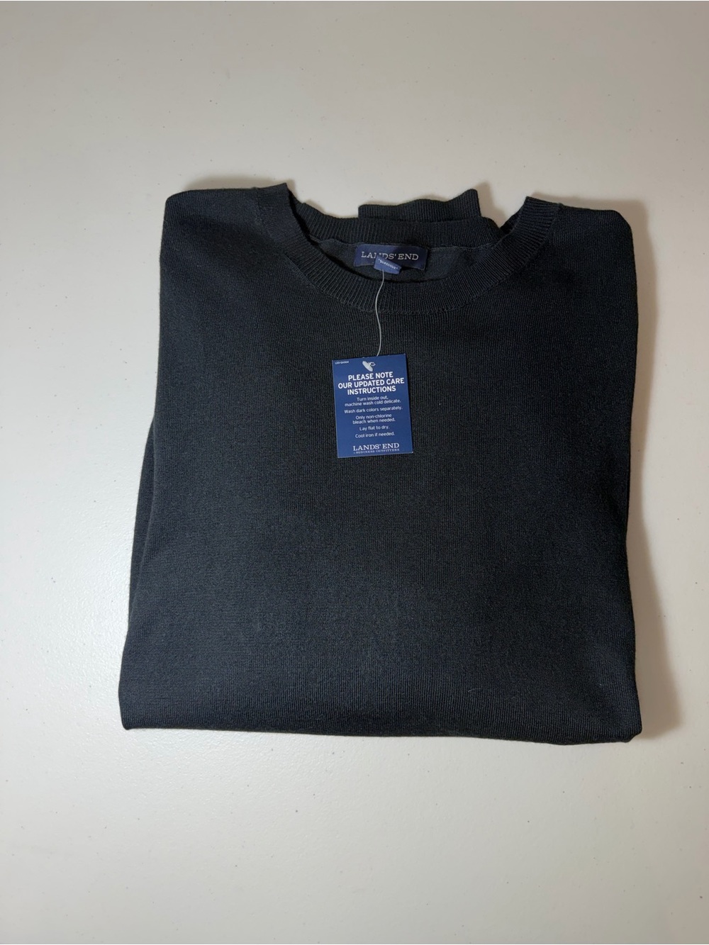 NWT Lands' End Men's Crewneck Sweater - Black SIZE LG